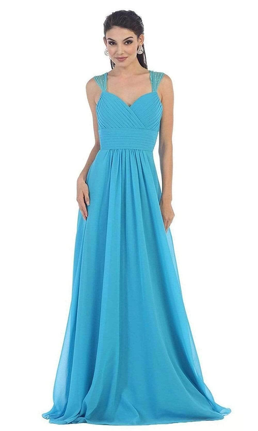 May Queen - MQ1275 Pleated Bodice Sweetheart Neck A-Line Dress
