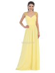 A-line Floor Length Sweetheart Sheer Open-Back Pleated Chiffon Natural Waistline Dress