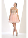 Tall A-line Strapless Fit-and-Flare Corset Natural Waistline Flutter Sleeves Gathered Open-Back Hidden Back Zipper Lace-Up Applique Fitted Sweetheart Cocktail Short Party Dress