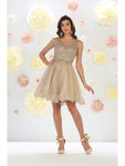 Tall A-line Sleeveless Back Zipper Gathered Sheer Applique Illusion Mesh Fitted Cocktail Short Natural Waistline Fit-and-Flare Sweetheart Dress