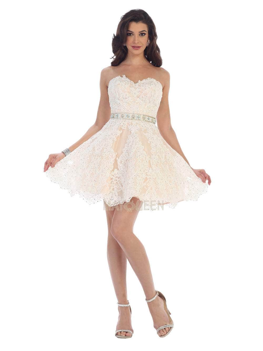 May Queen MQ1461 - Embroidered Lace Cocktail Dress