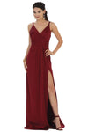 Sophisticated A-line V-neck Slit Back Zipper Pleated Ruched Open-Back Natural Waistline Sleeveless Party Dress