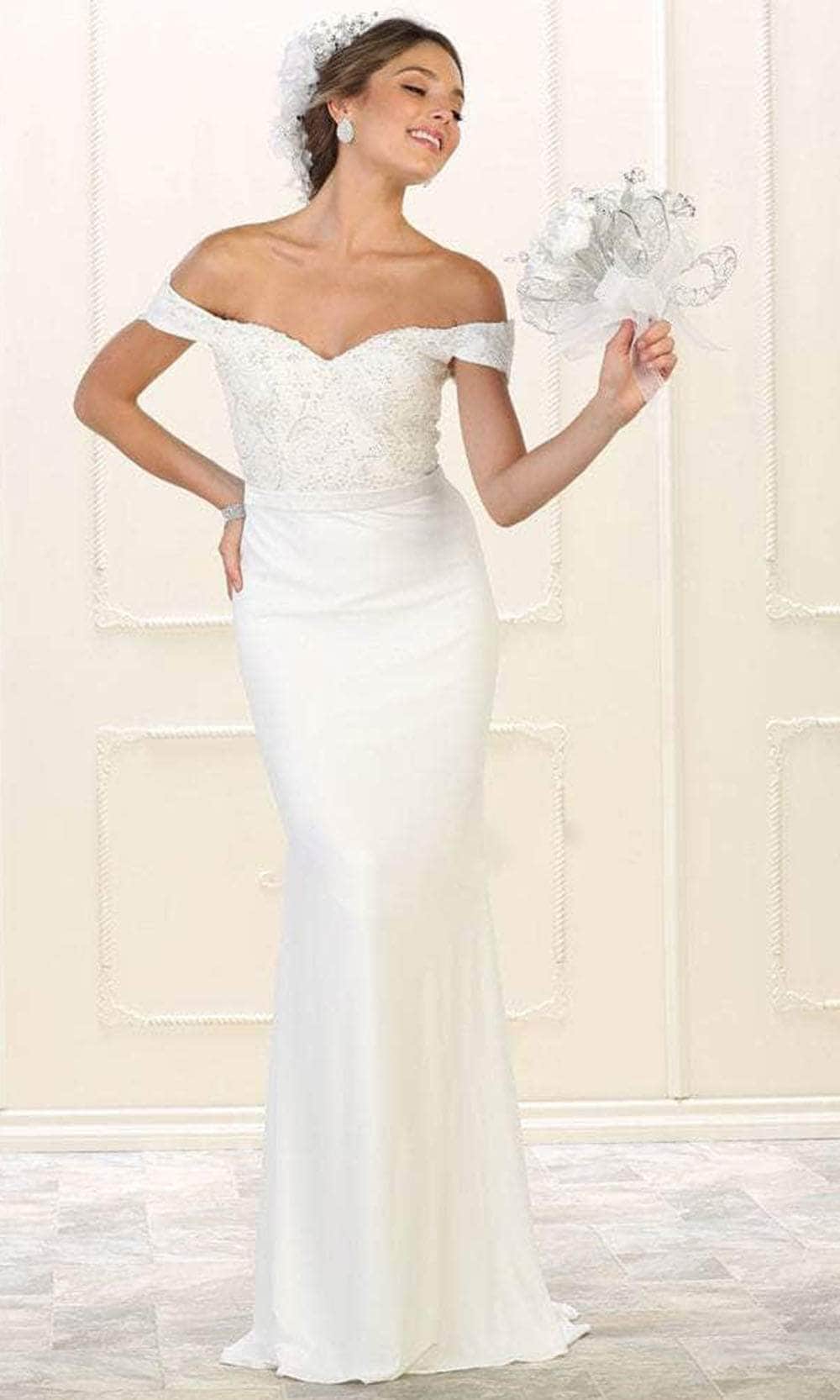 May Queen MQ1529 - Appliqued Trumpet Long Gown
