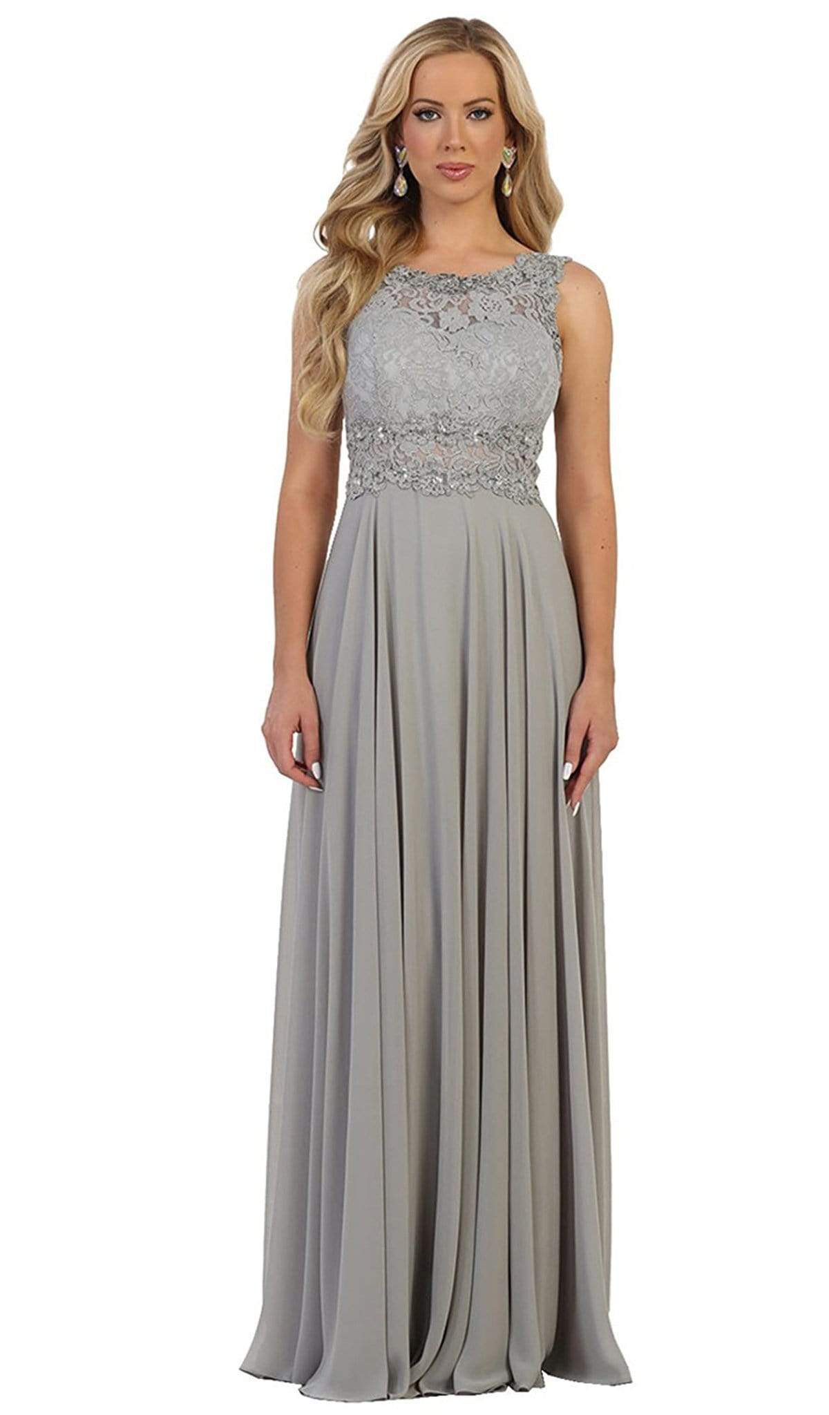 May Queen - MQ1539 Beaded Lace Scoop Prom Dress