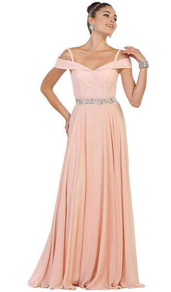 Sophisticated A-line V-neck Natural Waistline Lace Cold Shoulder Sleeves Floor Length Pleated Back Zipper Fitted Beaded Evening Dress/Prom Dress