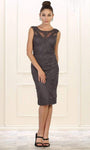 Beaded Illusion Back Zipper Sheer Open-Back Scoop Neck Cap Sleeves Natural Waistline Above the Knee Sheath Sheath Dress