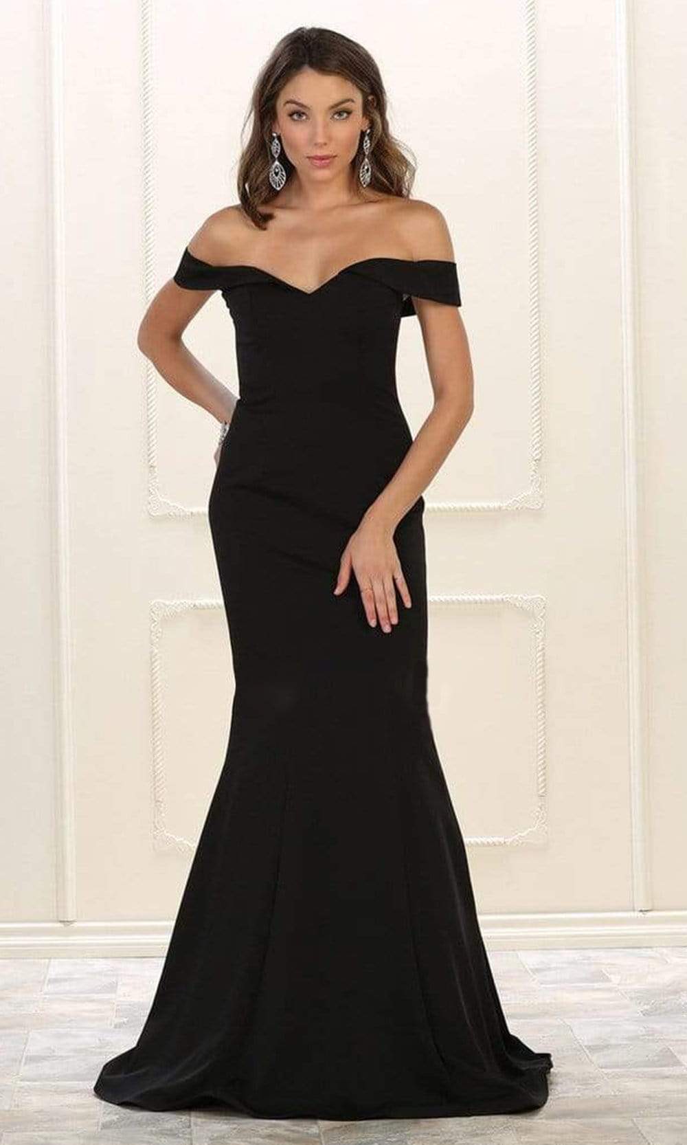 May Queen - MQ1547 Off Shoulder Mermaid Evening Gown