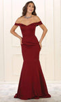 Mermaid Off the Shoulder Fitted Vintage Natural Waistline Evening Dress with a Brush/Sweep Train