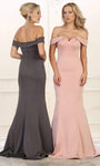 Mermaid Natural Waistline Fitted Vintage Off the Shoulder Evening Dress with a Brush/Sweep Train