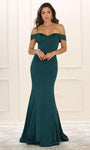 Vintage Fitted Off the Shoulder Natural Waistline Mermaid Evening Dress with a Brush/Sweep Train