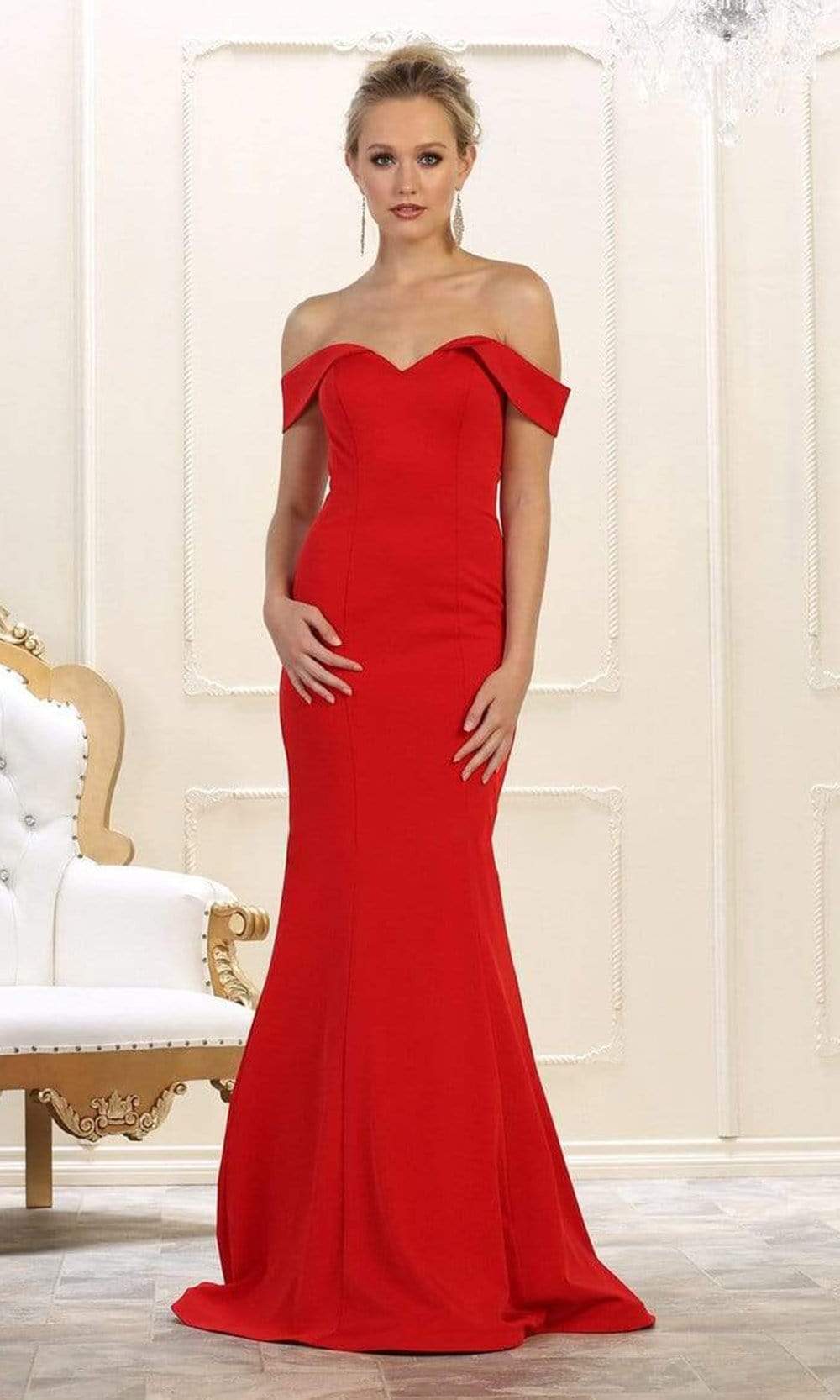 May Queen - MQ1547 Off Shoulder Mermaid Evening Gown
