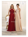 A-line Floor Length Halter Sweetheart Natural Waistline Embroidered Sleeveless Prom Dress