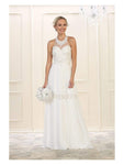 A-line Floor Length Halter Sweetheart Embroidered Sleeveless Natural Waistline Prom Dress