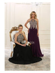 A-line Sleeveless Pleated Embroidered Fitted Keyhole Floor Length Halter Natural Waistline Dress