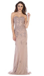 Strapless Natural Waistline Lace-Up Embroidered Fitted Lace Sweetheart Sheath Floor Length Sheath Dress with a Brush/Sweep Train