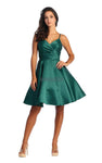 A-line V-neck Natural Waistline Back Zipper Fitted Satin Cocktail Above the Knee Sleeveless Fit-and-Flare Homecoming Dress/Party Dress