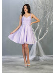 A-line V-neck Cocktail Above the Knee Fit-and-Flare Sleeveless Fitted Back Zipper Satin Natural Waistline Homecoming Dress/Party Dress