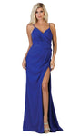 Sophisticated V-neck Pleated Slit Draped Open-Back Back Zipper Sheath Spaghetti Strap Natural Waistline Sheath Dress with a Brush/Sweep Train