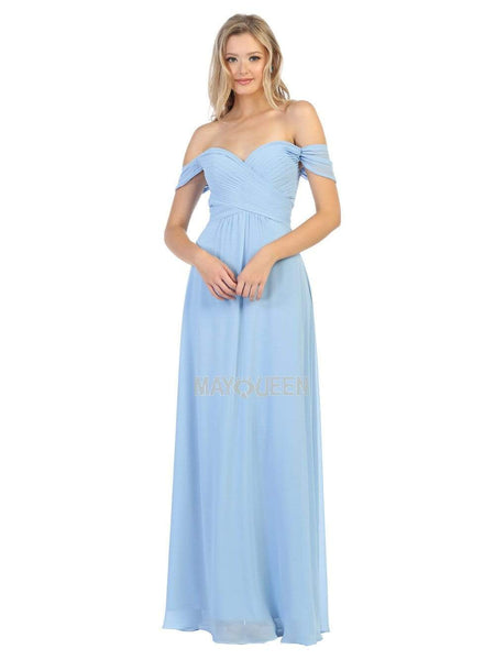 A-line V-neck Off the Shoulder Chiffon Sweetheart Pleated Back Zipper Draped Natural Waistline Floor Length High-Low-Hem Dress