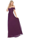 A-line V-neck Natural Waistline Back Zipper Pleated Draped Off the Shoulder Chiffon Sweetheart Floor Length High-Low-Hem Dress