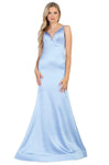 V-neck Mermaid Floor Length Empire Waistline Sleeveless Backless Fitted Back Zipper Evening Dress with a Brush/Sweep Train