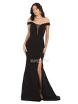 Mermaid Off the Shoulder Back Zipper Fitted Illusion Slit Open-Back Natural Waistline Plunging Neck Dress with a Brush/Sweep Train