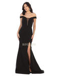 Illusion Fitted Open-Back Slit Back Zipper Mermaid Natural Waistline Off the Shoulder Plunging Neck Dress with a Brush/Sweep Train