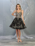 A-line Fitted Open-Back Glittering Applique Back Zipper Pleated Beaded Sweetheart Cocktail Short Natural Waistline Dress