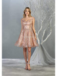 A-line Natural Waistline Glittering Open-Back Back Zipper Pleated Sheer Fitted Draped Off the Shoulder Cocktail Short Dress