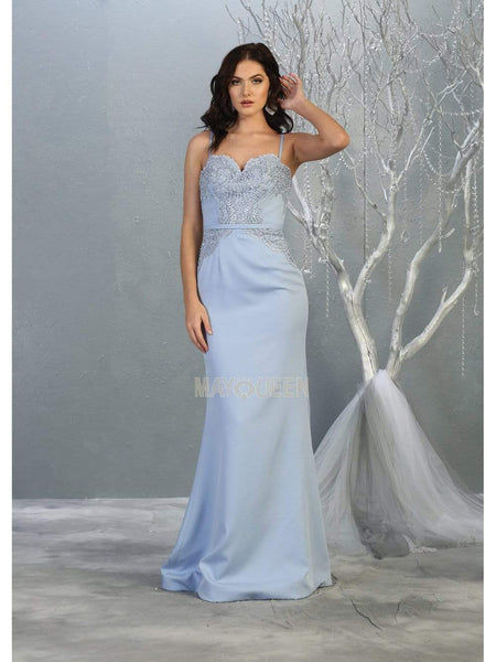 Tall Mermaid Sweetheart Spaghetti Strap Applique Open-Back Natural Waistline Dress with a Brush/Sweep Train