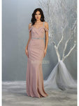 Sophisticated Floor Length Natural Waistline Fitted Open-Back Off the Shoulder Sheath Sheath Dress