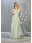 Sophisticated A-line Natural Waistline Ruched Shirred Pleated Back Zipper Fitted Chiffon Floor Length Halter Dress