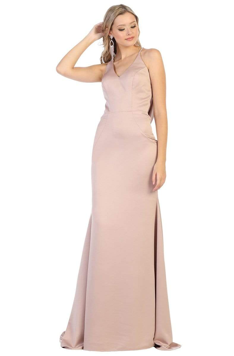 May Queen - MQ1779 Embellished V-neck Trumpet Dress
