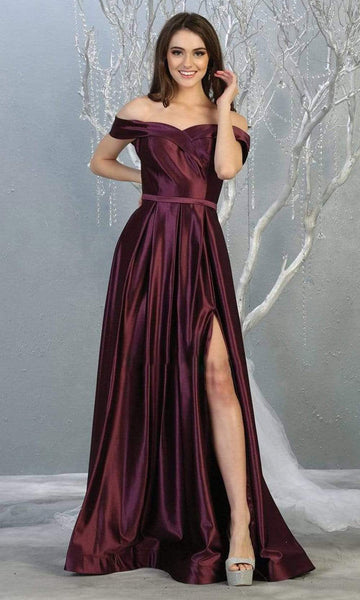Tall A-line V-neck Natural Waistline Pleated Draped Open-Back Fitted Back Zipper Slit Wrap Pocketed Metallic Off the Shoulder Floor Length Sweetheart Dress