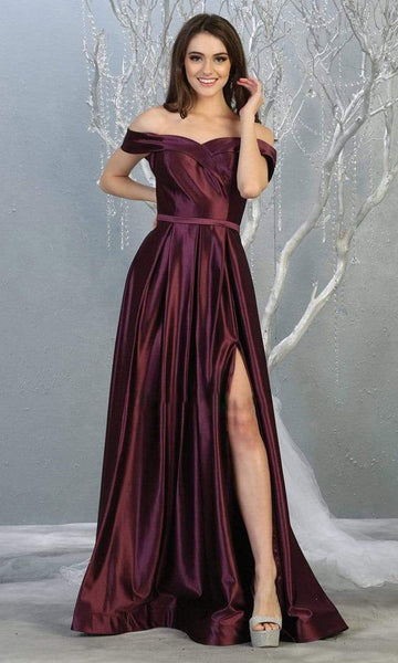 Tall A-line V-neck Natural Waistline Off the Shoulder Wrap Fitted Slit Open-Back Draped Pocketed Back Zipper Pleated Metallic Sweetheart Floor Length Dress