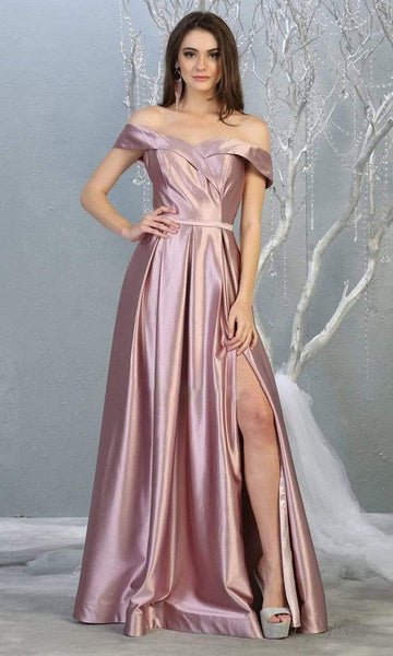 Tall A-line V-neck Floor Length Metallic Natural Waistline Off the Shoulder Sweetheart Pocketed Open-Back Pleated Wrap Back Zipper Fitted Slit Draped Dress