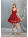 A-line V-neck Natural Waistline Cocktail Short Pleated Open-Back Sheer Fitted Glittering Back Zipper Sleeveless Plunging Neck Dress