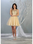 A-line Tulle Sweetheart Elasticized Natural Waistline Cocktail Short Sleeveless Beaded Back Zipper Cutout Glittering Illusion Dress With a Sash