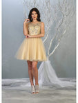 A-line Sweetheart Tulle Sleeveless Cocktail Short Elasticized Natural Waistline Beaded Glittering Illusion Back Zipper Cutout Dress With a Sash