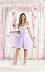 A-line Natural Princess Seams Waistline Off the Shoulder Cocktail Short Sweetheart Pocketed Fitted Back Zipper Fit-and-Flare Satin Party Dress