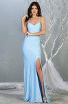 Sexy V-neck Sleeveless Spaghetti Strap Open-Back Fitted Slit Lace-Up Floor Length Sheath Natural Waistline Satin Sheath Dress with a Brush/Sweep Train