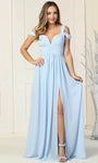 A-line Cocktail Floor Length Chiffon Open-Back Ruched Gathered Slit Pleated Natural Waistline Sweetheart Cold Shoulder Sleeves Evening Dress/Homecoming Dress/Bridesmaid Dress/Prom Dress/Wedding Dress