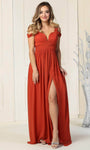 A-line Sweetheart Chiffon Cold Shoulder Sleeves Cocktail Floor Length Open-Back Pleated Ruched Slit Gathered Natural Waistline Evening Dress/Homecoming Dress/Bridesmaid Dress/Prom Dress/Wedding Dress