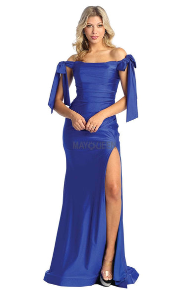 Sweetheart Natural Waistline Off the Shoulder Cocktail Floor Length Slit Open-Back Back Zipper Ruched Gathered Mermaid Homecoming Dress/Bridesmaid Dress/Prom Dress/Wedding Dress with a Brush/Sweep Tra