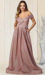 A-line V-neck Pleated Sheer Pocketed Wrap Beaded Back Zipper Draped Gathered Natural Waistline Off the Shoulder Cocktail Floor Length Plunging Neck Sweetheart Evening Dress/Homecoming Dress/Bridesmaid