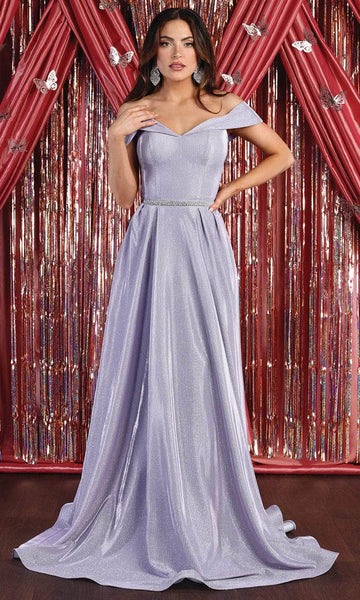 Tall Plus Size Sophisticated A-line Flutter Sleeves Off the Shoulder Cocktail Metallic Back Zipper Open-Back Pleated Gathered Pocketed Draped Glittering Natural Waistline Homecoming Dress/Bridesmaid D