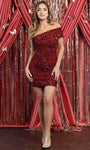 Sophisticated Cocktail Short Sheath Natural Waistline Sequined Asymmetric One Shoulder Sheath Dress/Party Dress