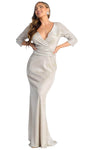 V-neck Natural Waistline Sheath Back Zipper Glittering Pleated Ruched Sheath Dress/Evening Dress