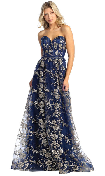 A-line Strapless Floor Length Floral Print Back Zipper Beaded Belted Sequined Open-Back Corset Natural Waistline Sweetheart Prom Dress with a Brush/Sweep Train