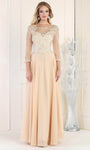 A-line Sweetheart Natural Waistline Illusion Embroidered Fitted Open-Back Floor Length Lace Evening Dress